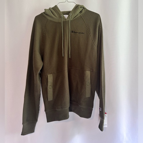 CHAMPION Cargo Olive Brushed Waffle Hoodie - Picture 1 of 8